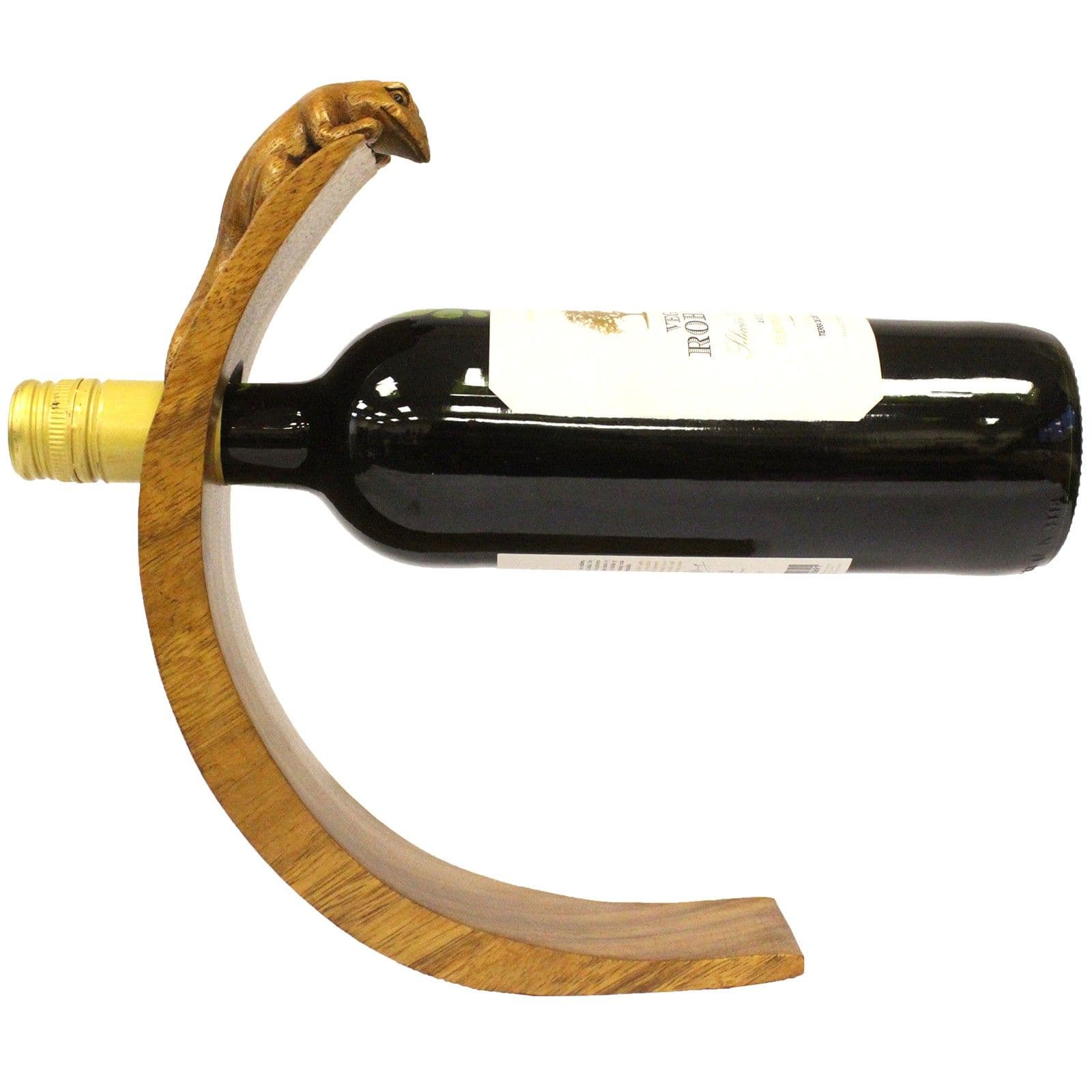 Gecko Suar Wood Balance Wine Bottle Holder